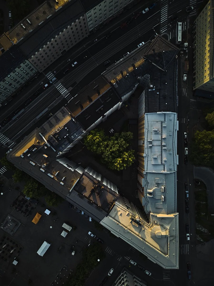 Dronekuvia Helsingistä. Ilmakuvia Töölöstä