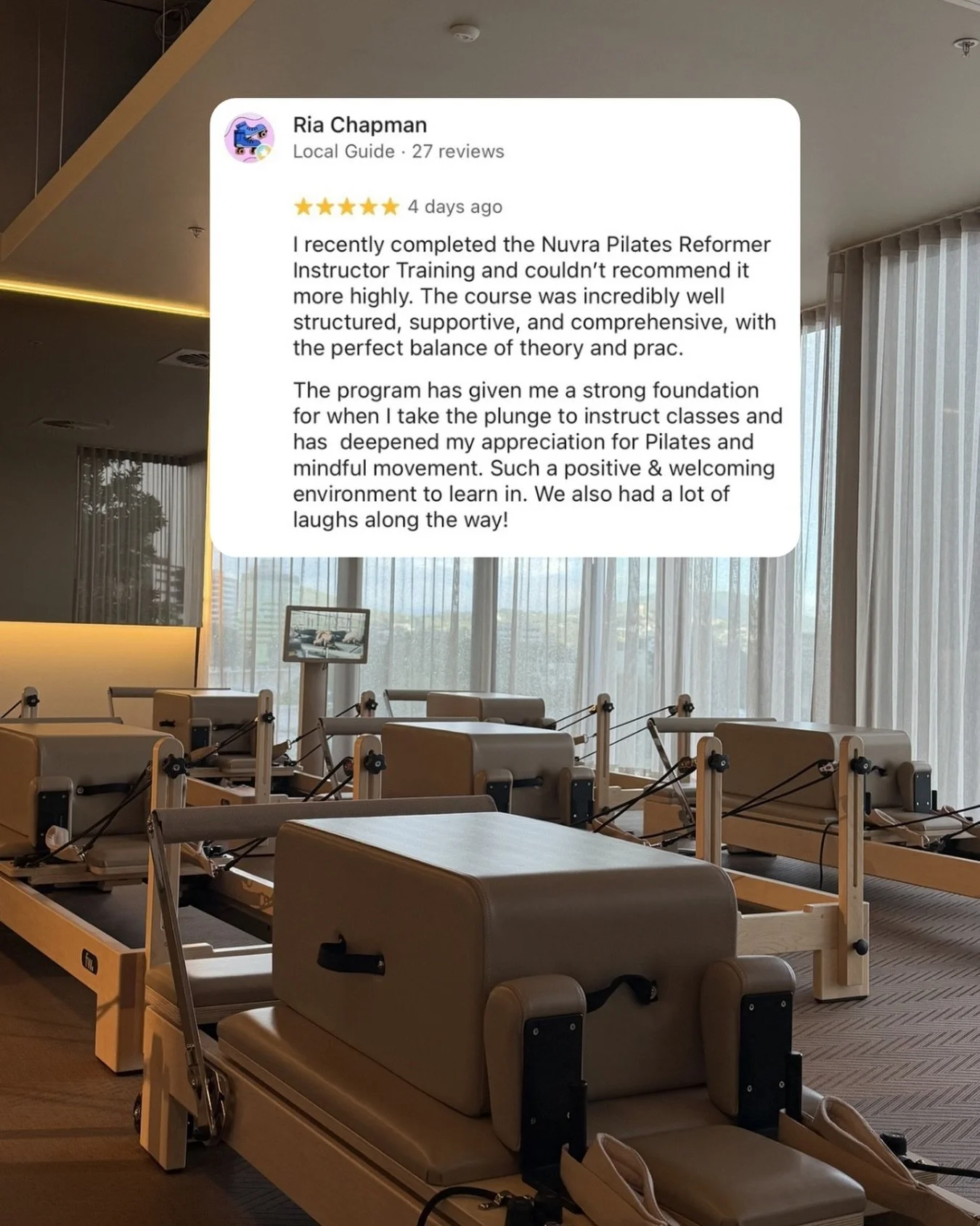 Screaming, crying, throwing up.

Nothing we love for more than THIS. 

Ria just wrapped our reformer instructor training and left us this little gem of a review:

&ldquo;Well structured, supportive, comprehensive&rdquo; with the perfect balance of th
