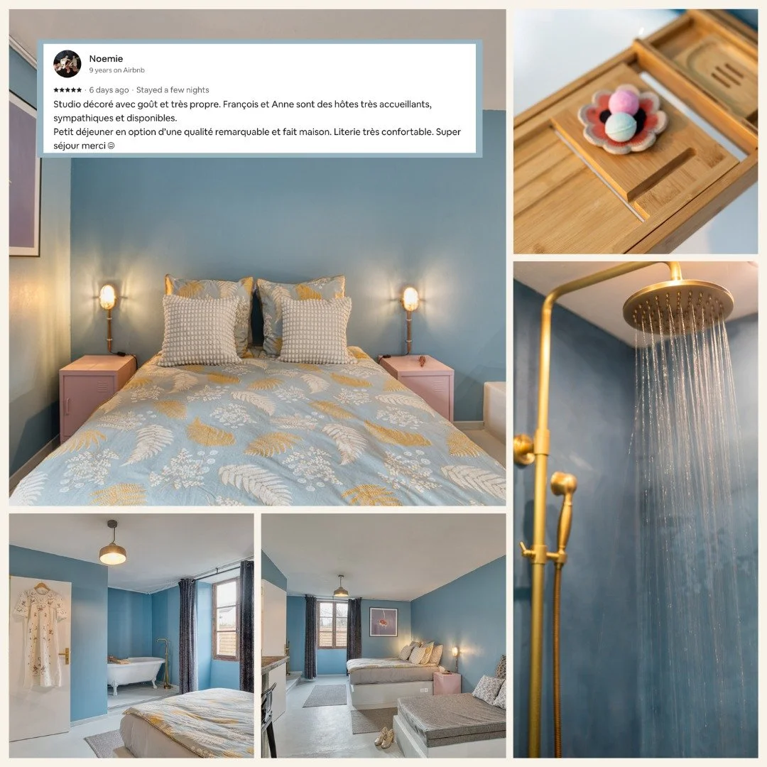 Nous sommes tr&egrave;s heureux d'avoir re&ccedil;u une &eacute;valuation 5 &eacute;toiles de la part de notre merveilleux h&ocirc;te Airbnb.
Nous sommes ravis que vous ayez appr&eacute;ci&eacute; votre s&eacute;jour !

"Studio d&eacute;cor&eacu