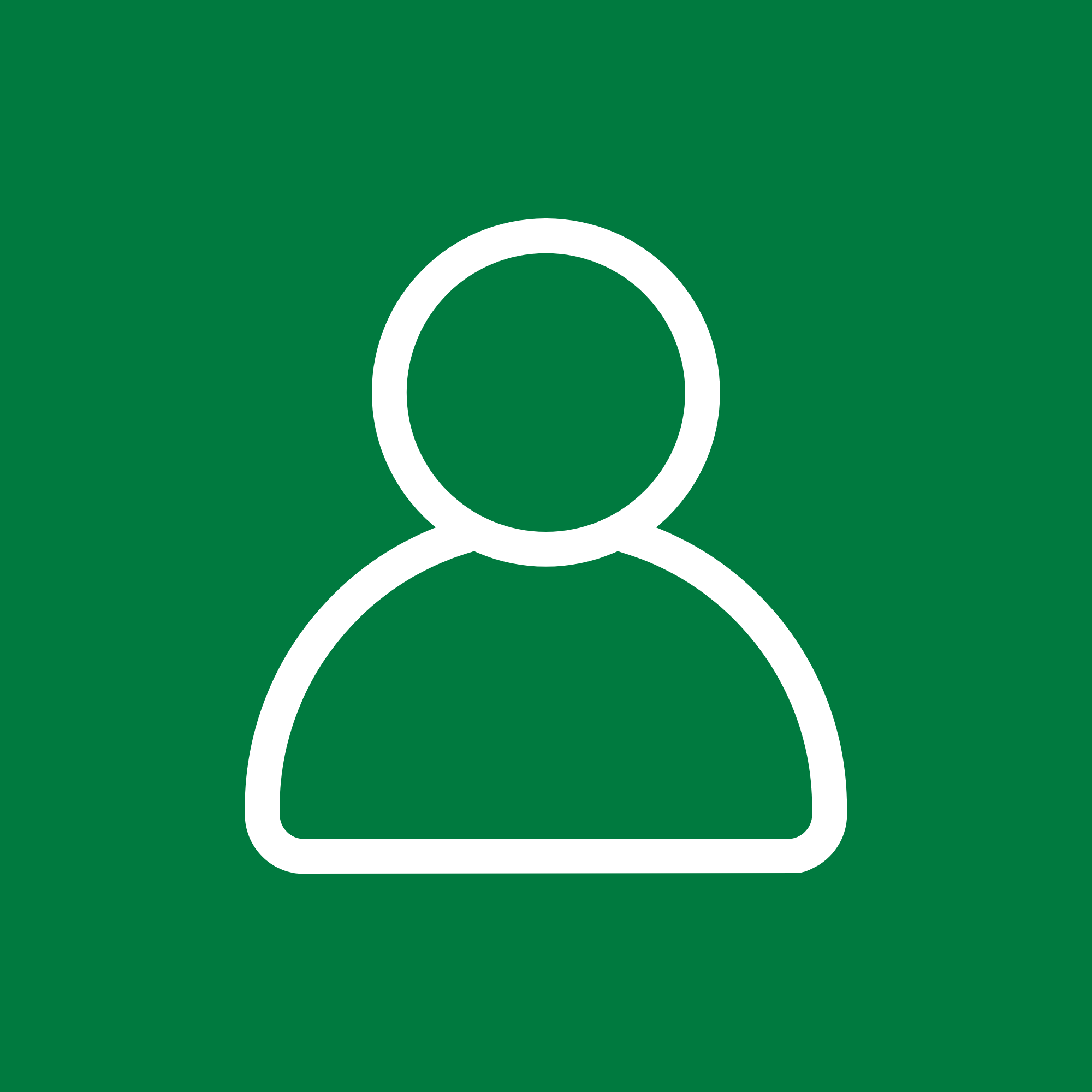 Green background with a white outline of a person icon.