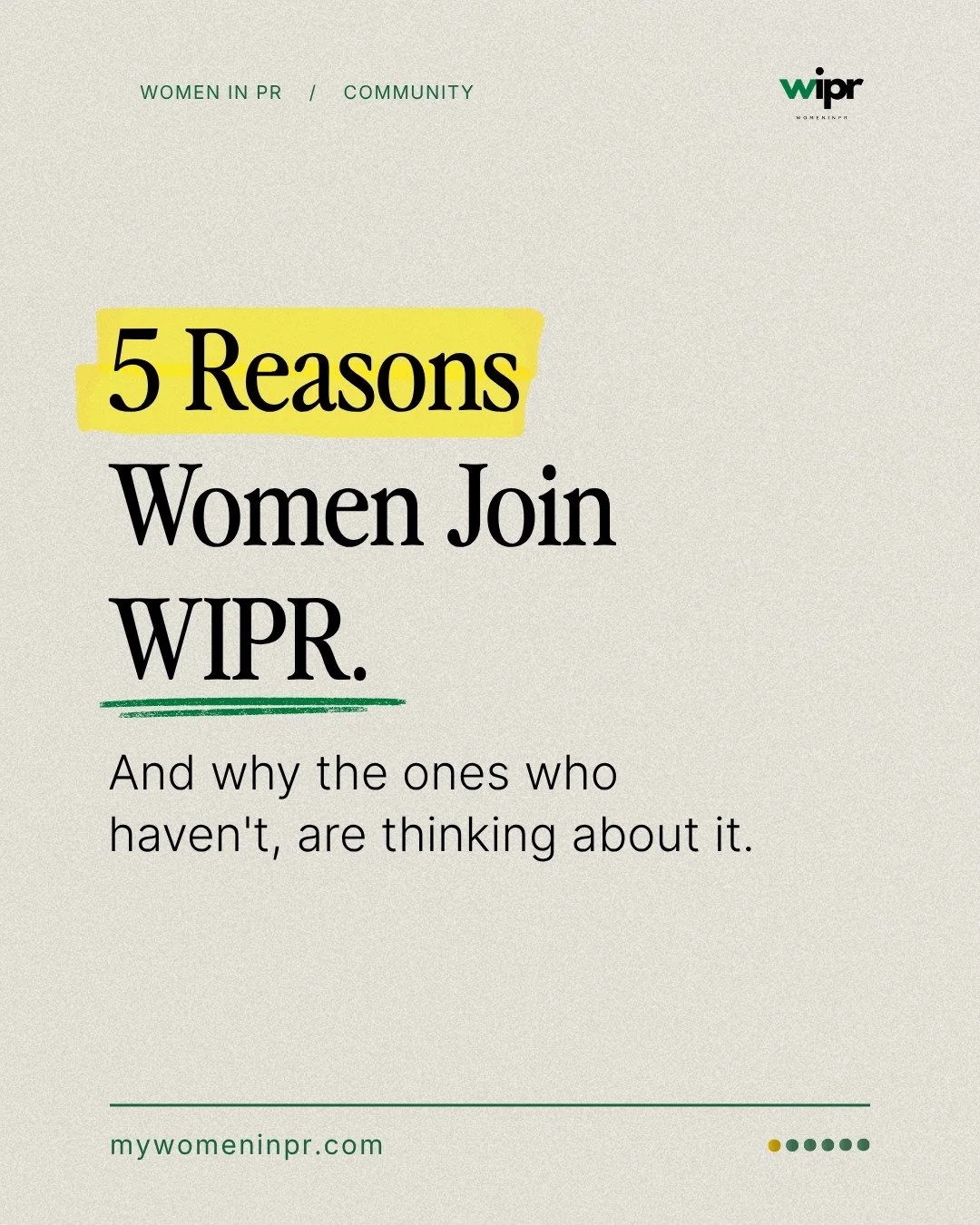 If you've spent your career building communications strategy for everyone else's brand &mdash; It's time to invest in your own.

WIPR Individual Membership was built for exactly where you are right now: senior enough to know what you bring to the tab