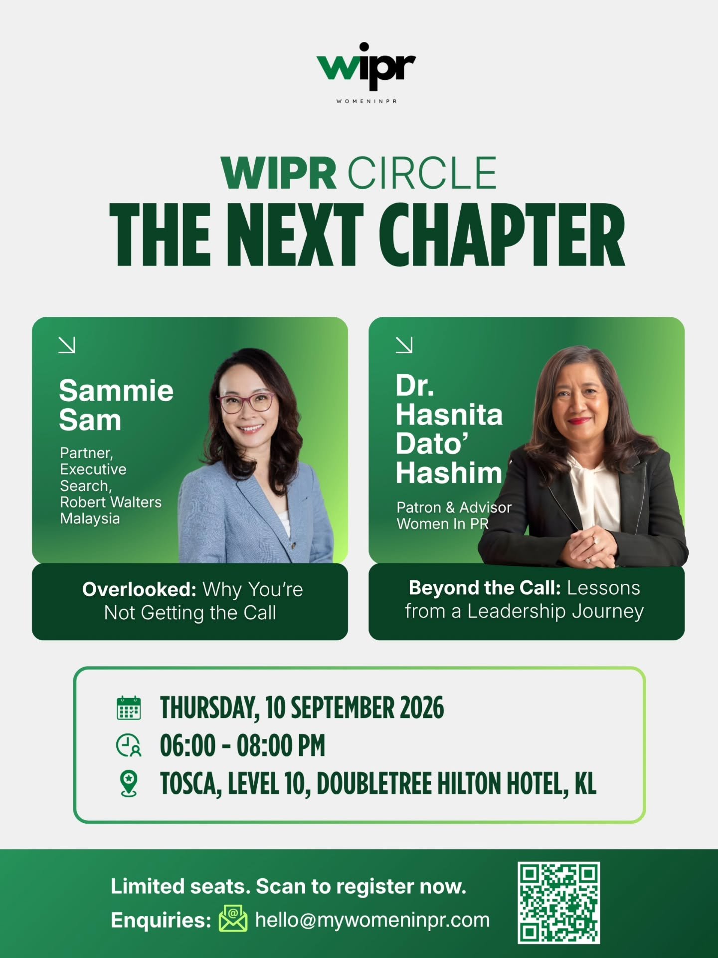 WIPR CIRCLE 02/2026 | THE NEXT CHAPTER

Celebrating One Year of WIPR 💚

Join us for an evening of candid conversations, leadership insights &amp; dinner as we celebrate WIPR's first anniversary and open the next chapter.

🔸️ Overlooked: Why You're 