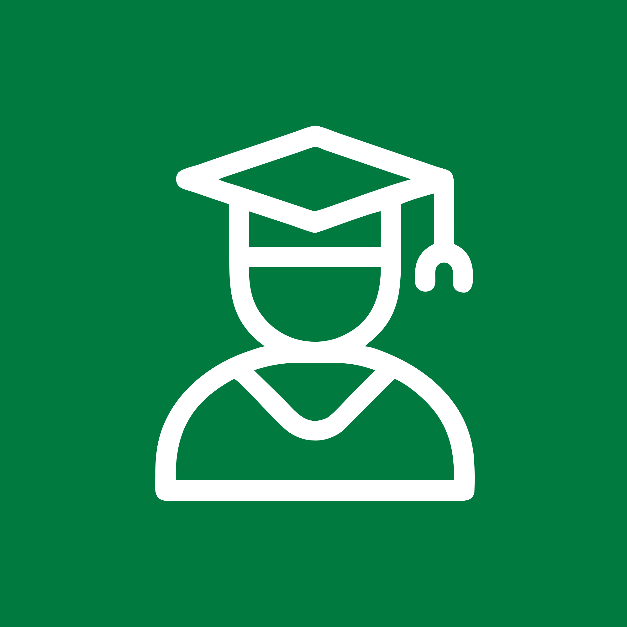 Icon of a person with a graduation cap on:**