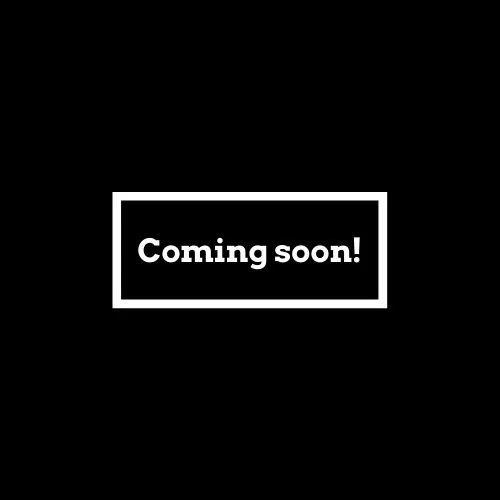 Black background with white rectangle containing the text "Coming soon!"