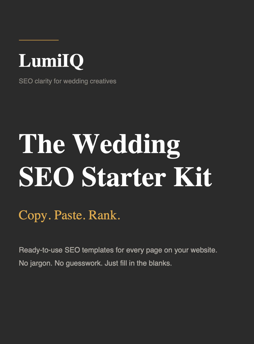 cover page of SEO Checklist for wedding creatives