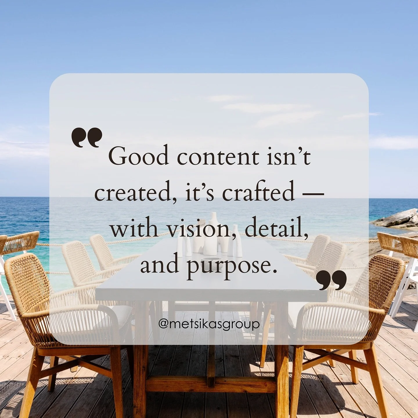 Content is more than just photos or videos &mdash; it&rsquo;s the way a brand speaks to the world. ✨
At Metsikas Group, we craft visuals that inspire, connect, and leave a mark.

#MetsikasGroup #ContentCreation #VisualStorytelling #HospitalityMarketi