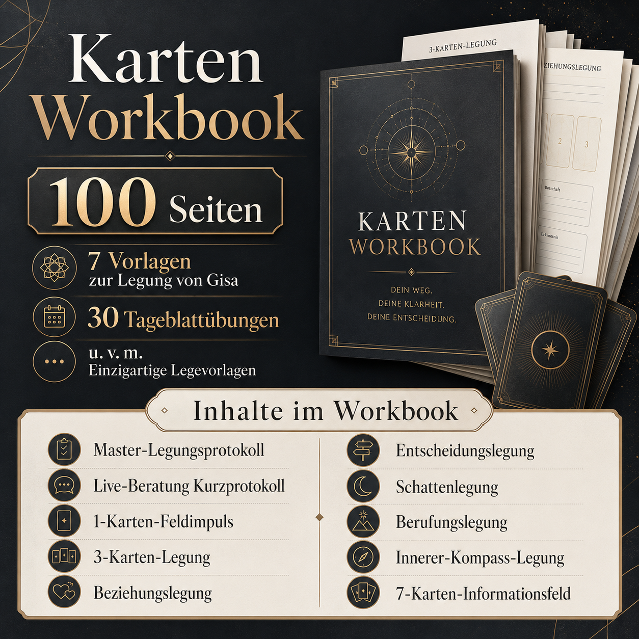 Der Tarot-Kompass🧭 7 Legungen, 30 Tage Praxis, klare Selbstführung