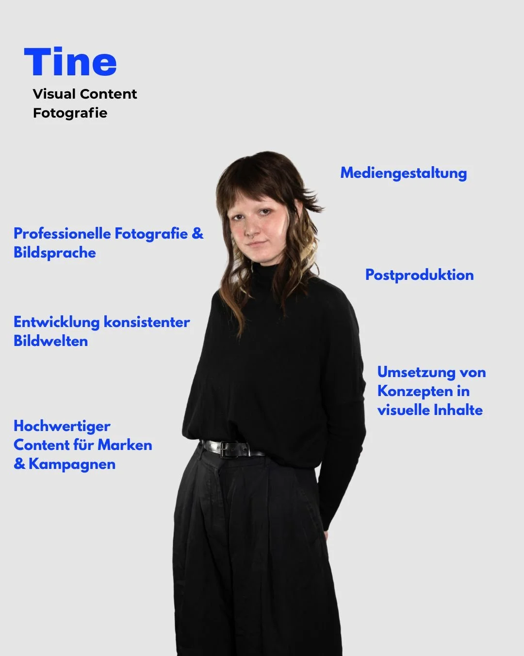 Tine verantwortet bei Maja Vision den visuellen Content.
Fotografie, Mediengestaltung und Postproduktion &ndash; mit einem klaren Blick f&uuml;r Bildsprache und Qualit&auml;t.
Visuelle Inhalte, die Marken konsistent und hochwertig erscheinen lassen.
