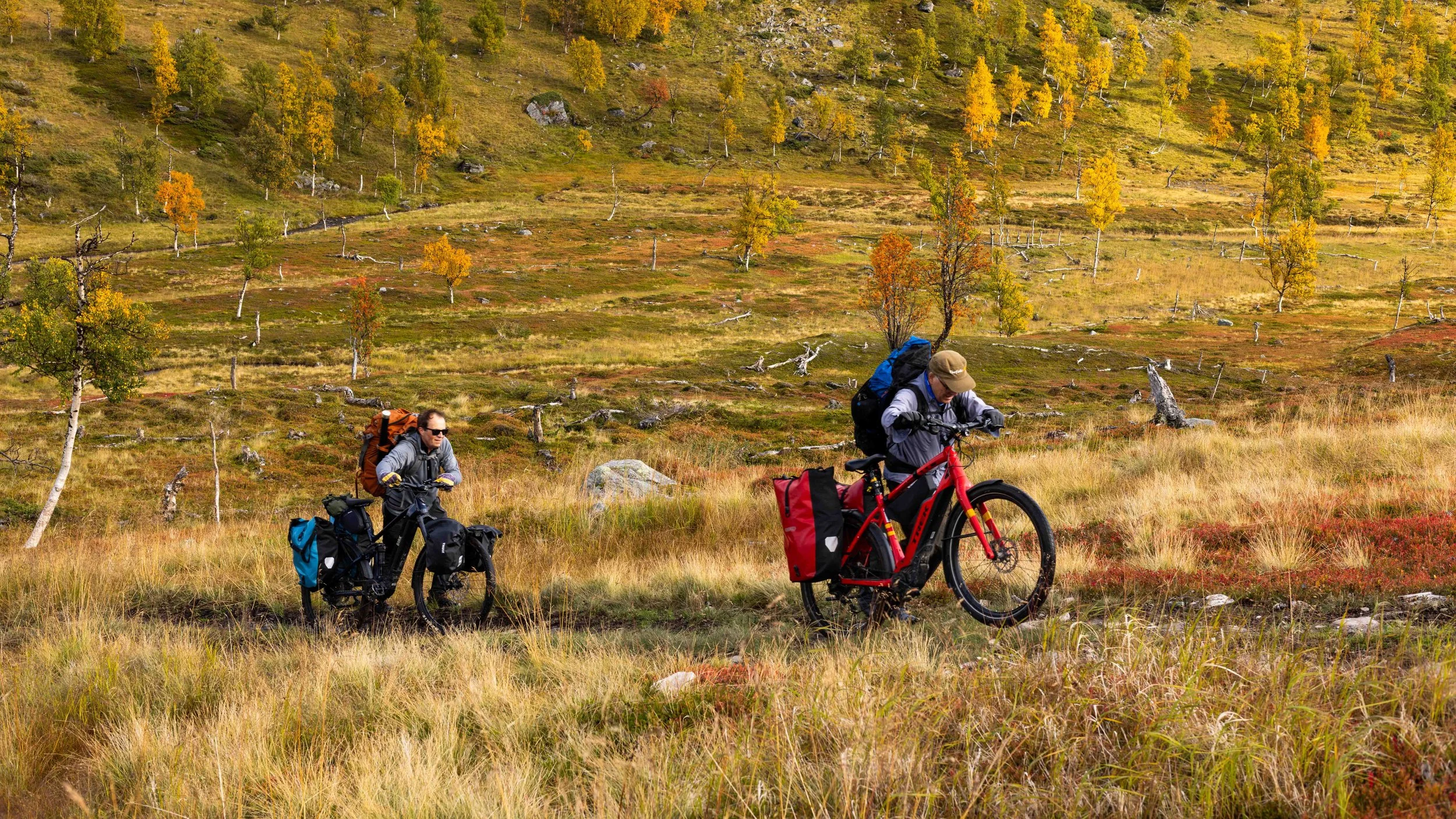 Have bike, will travel. Geir and Alf on their way.