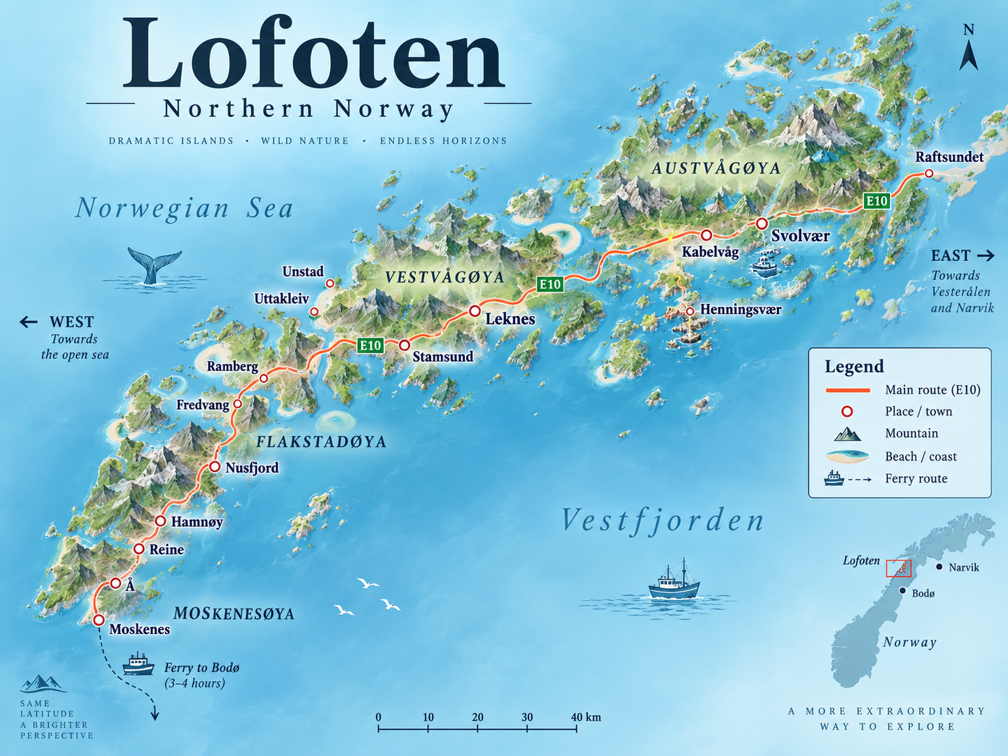 A map of  Lofoten.