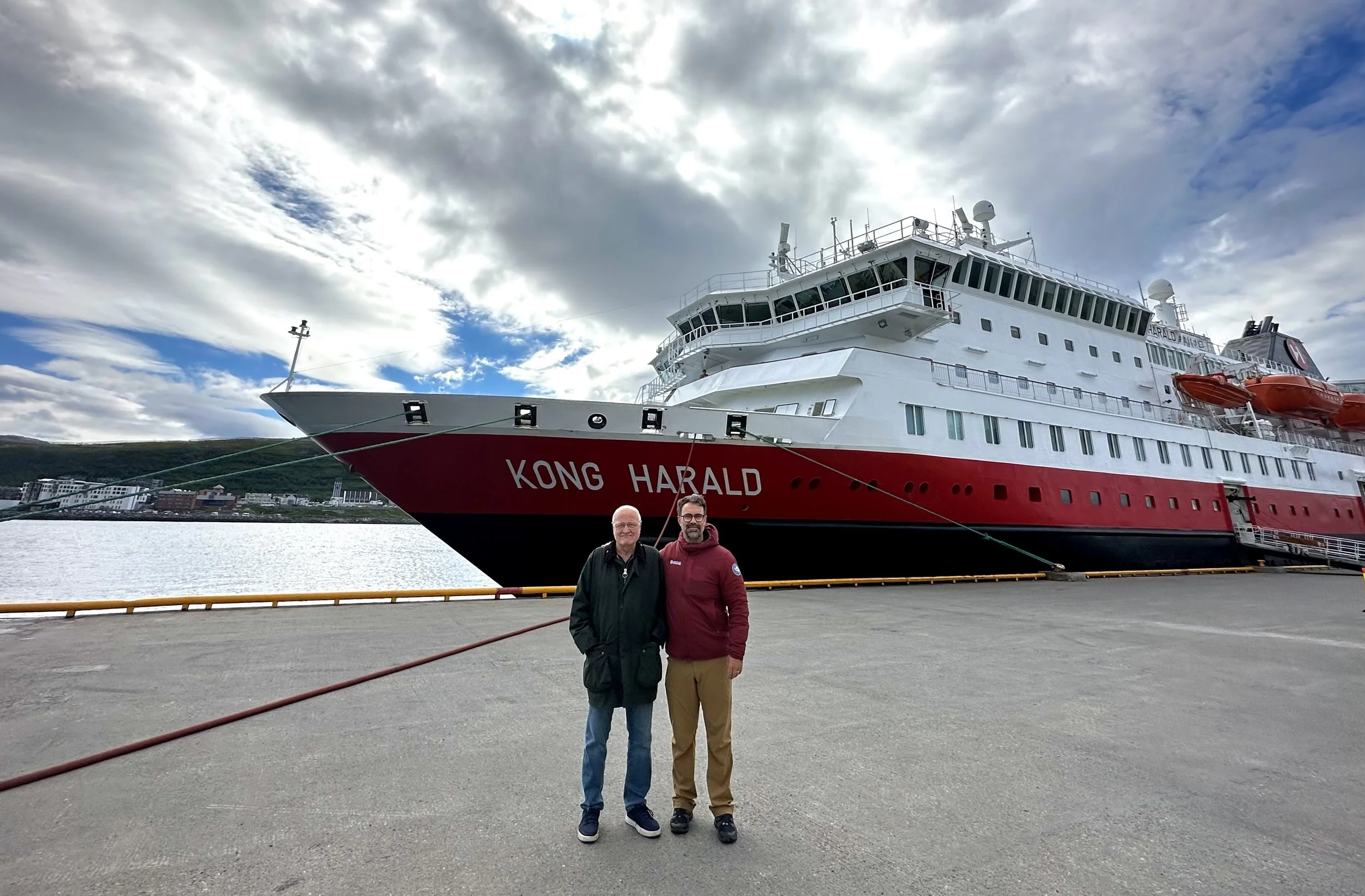 MS Kong Harald docked in Kirkenes, Norway, during a Norwegian coastal voyage.
