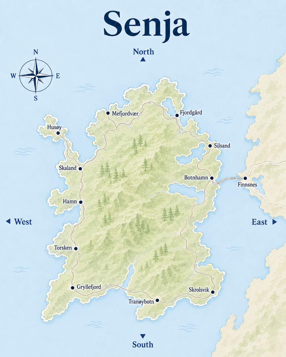 A map of Senja.