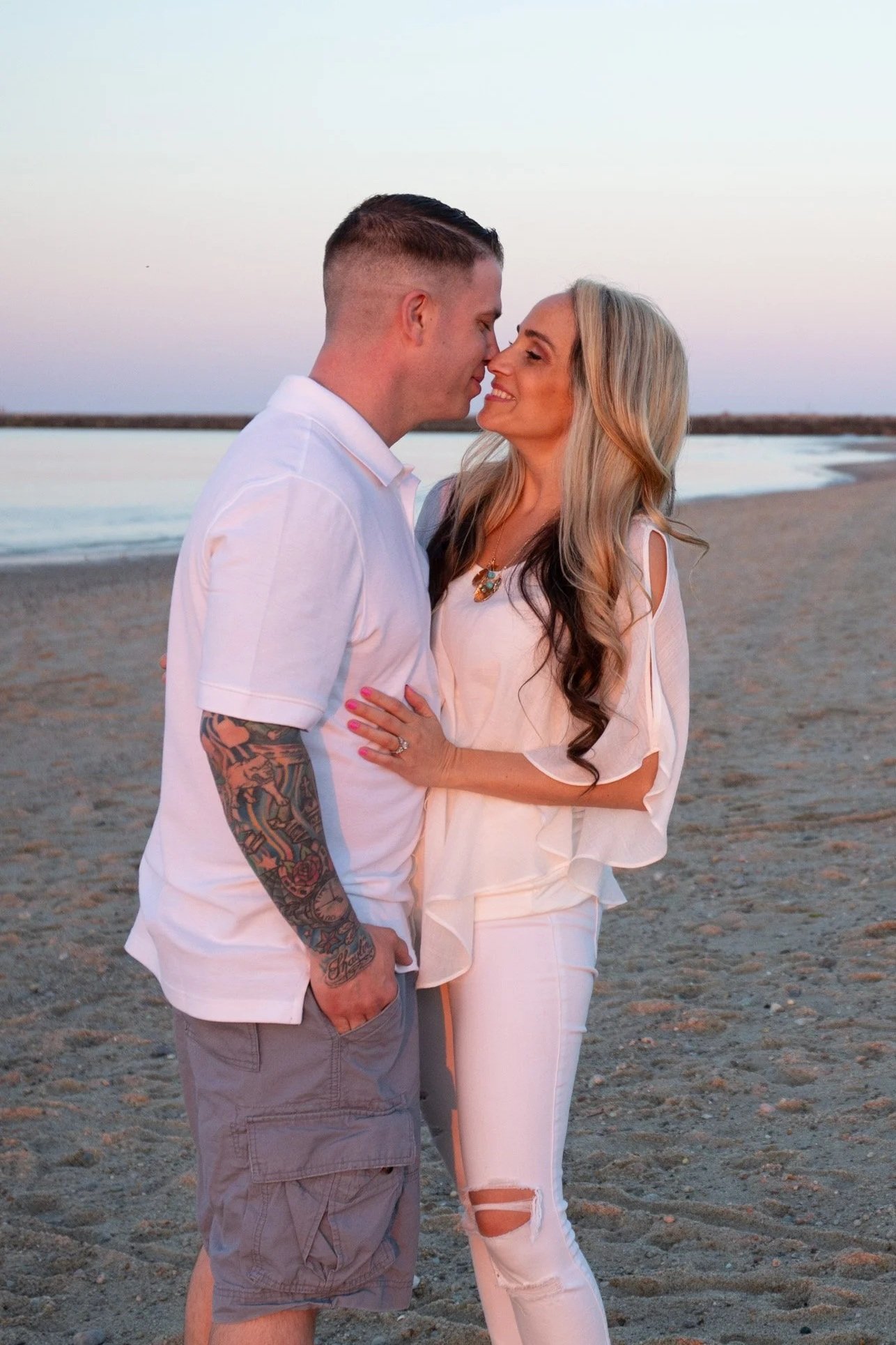 Romantic parent portrait at Scusset Beach during a family photo session