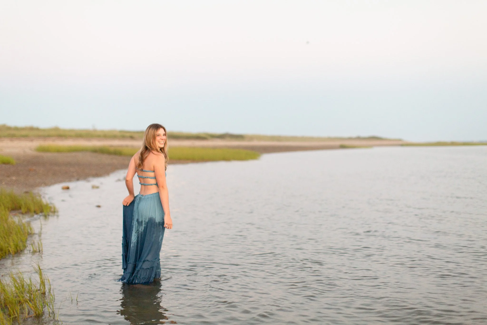 Coastal senior photos at Duxbury Beach in Massachusetts photographed by Courtney Wager Photography.