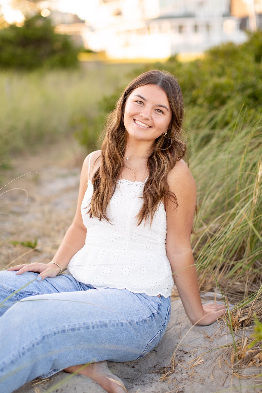 Senior portraits at Scarborough Beach in Narragansett, Rhode Island