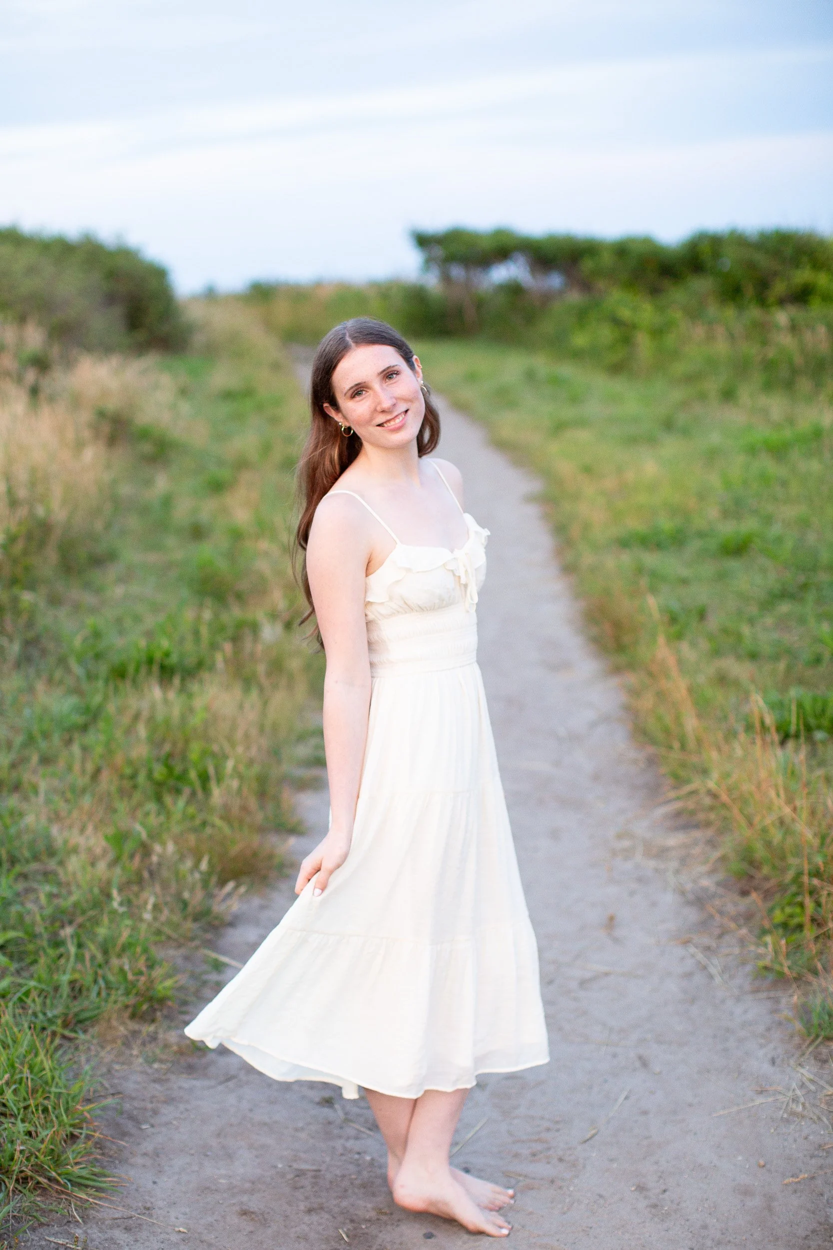 Mansfield Massachusetts high school senior posing at Scarborough Beach in Narragansett