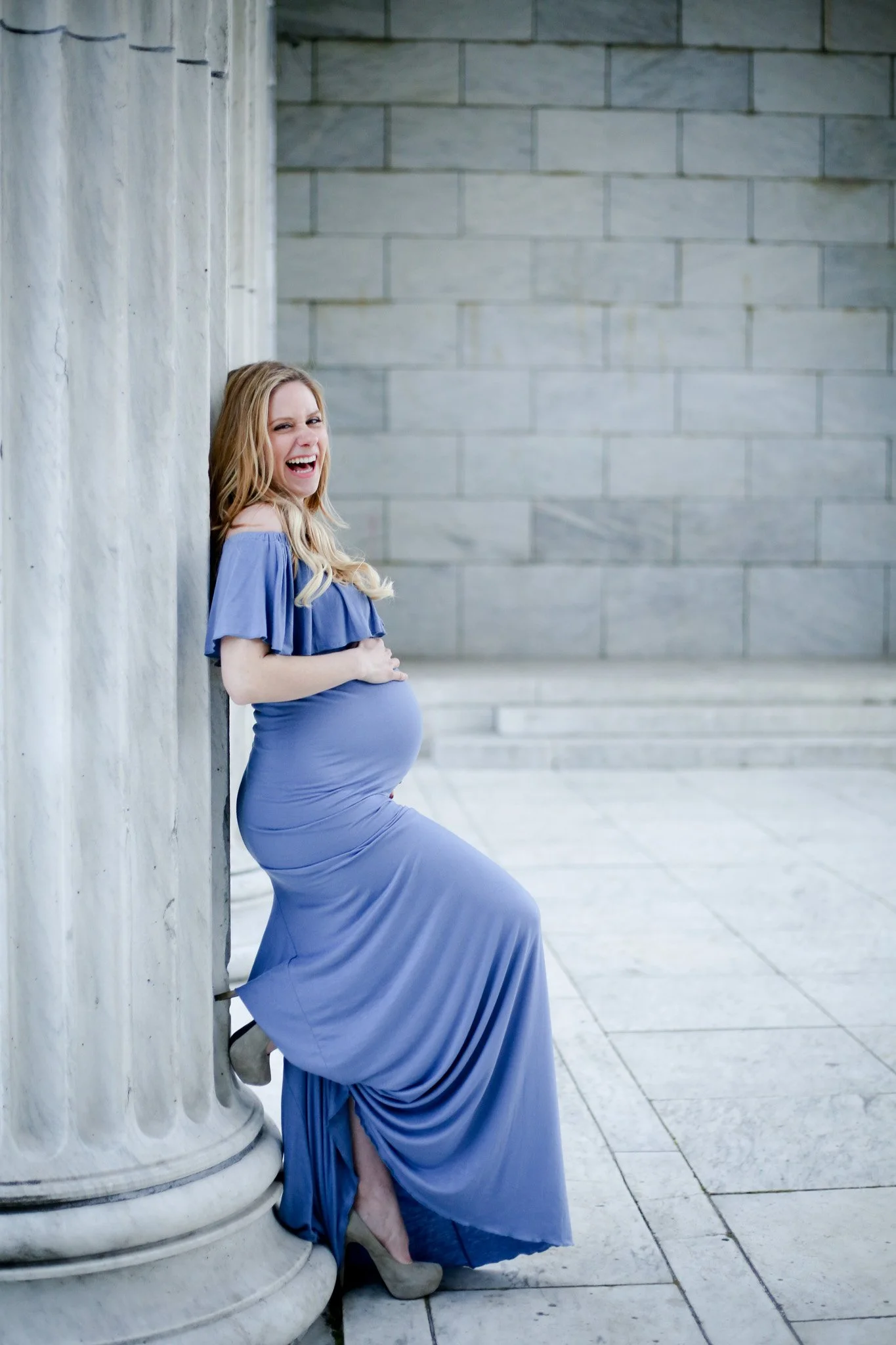 Maternity portrait taken at Temple to Music in Providence Rhode Island
