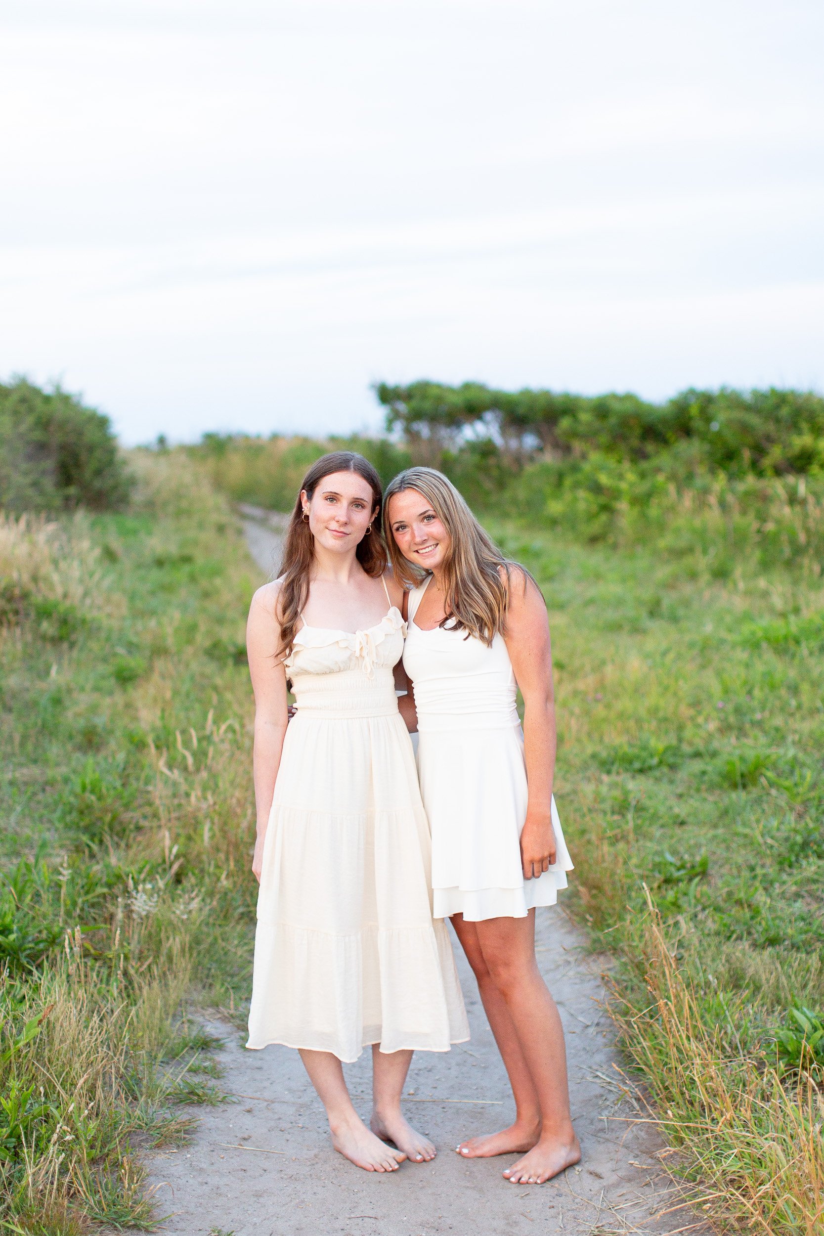 Mansfield Massachusetts high school seniors posing at Scarborough Beach in Narragansett