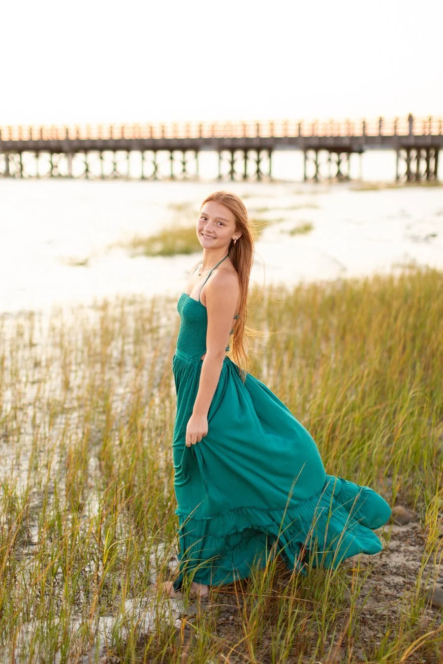 Natural light senior portrait taken at Duxbury Beach during a BFF session