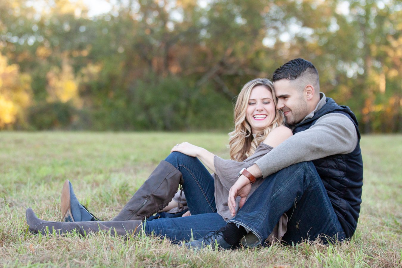 Couple sharing a quiet, intimate moment during their engagement session at Chase Farm in Lincoln, RI, photographed by Courtney Wager Photography