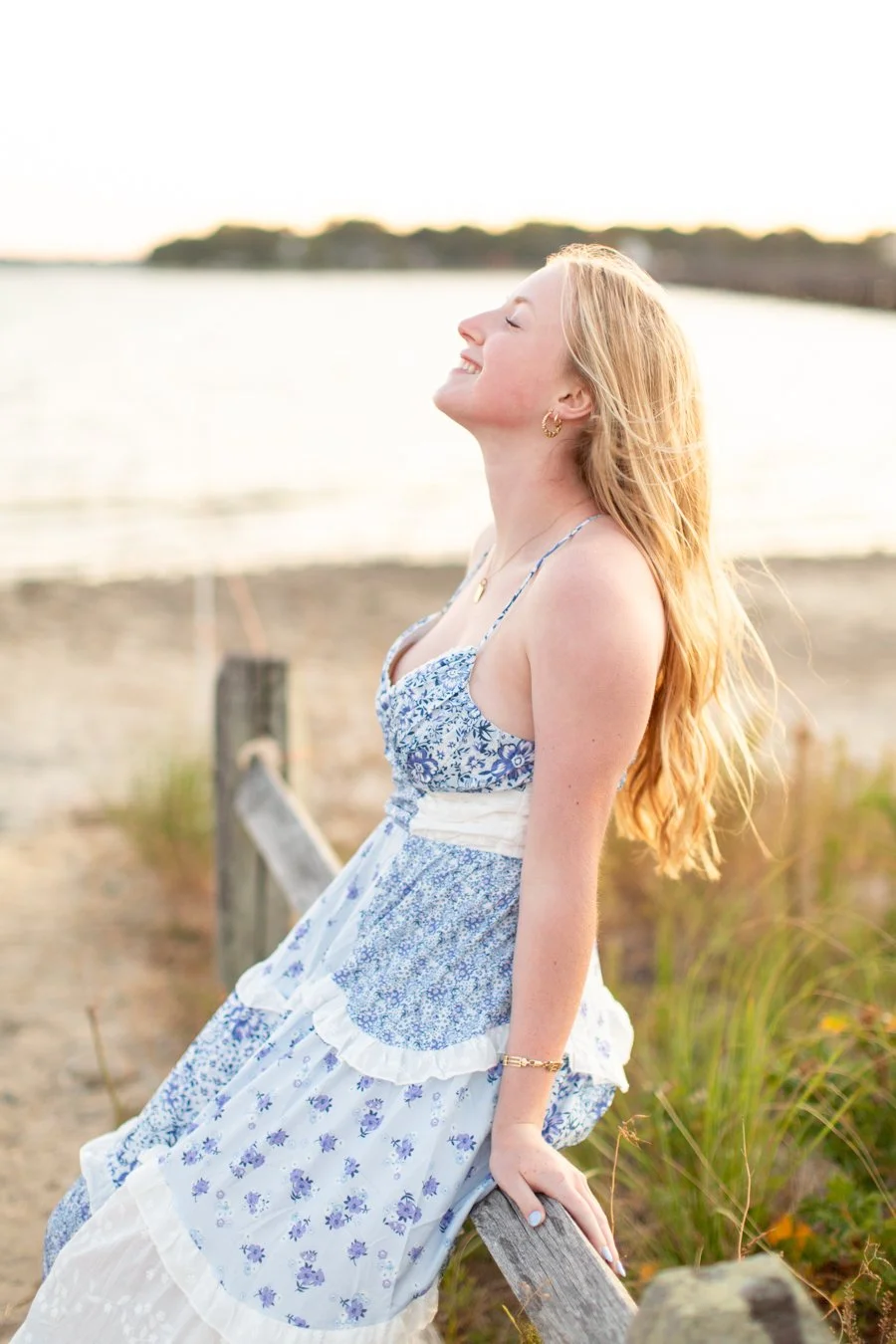 Natural light senior portrait taken at Duxbury Beach during a BFF session