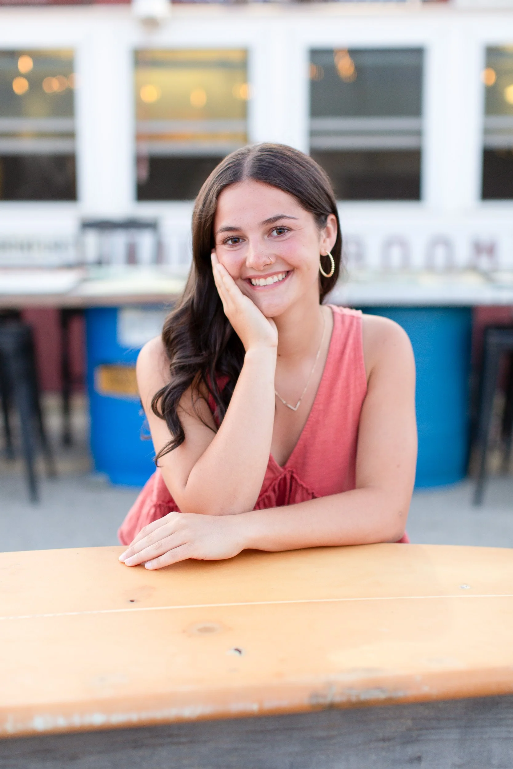 Relaxed senior photo of Logan during her Easton senior portrait session at Duxbury Beach.
