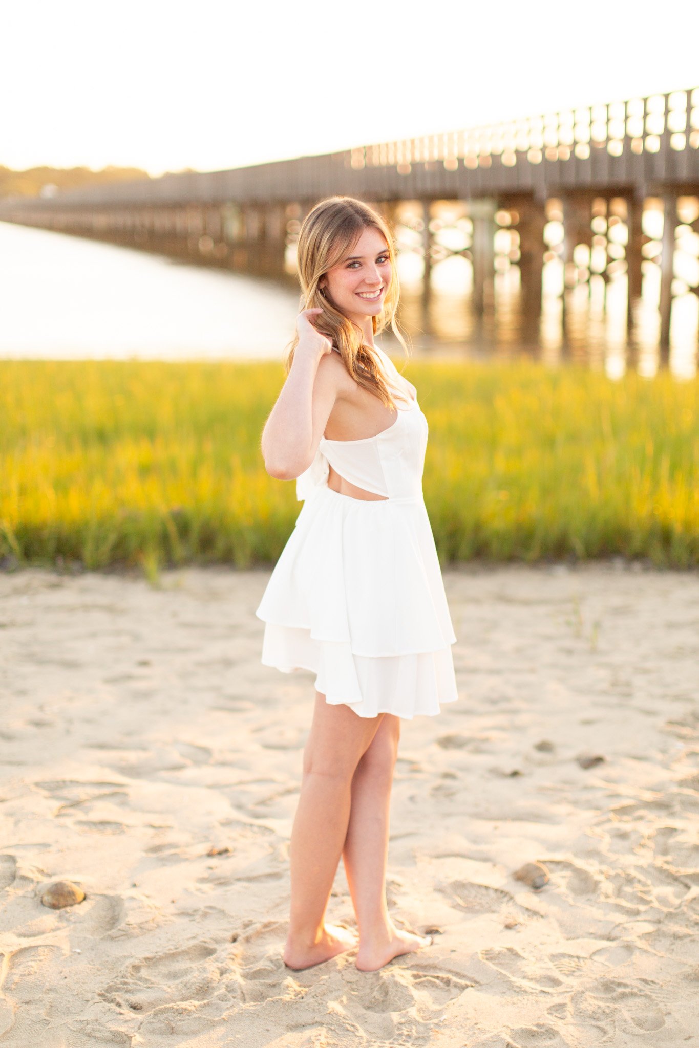 Senior photos at Duxbury Beach for Annalise, Class of 2026, photographed by Mansfield MA senior photographer Courtney Wager.