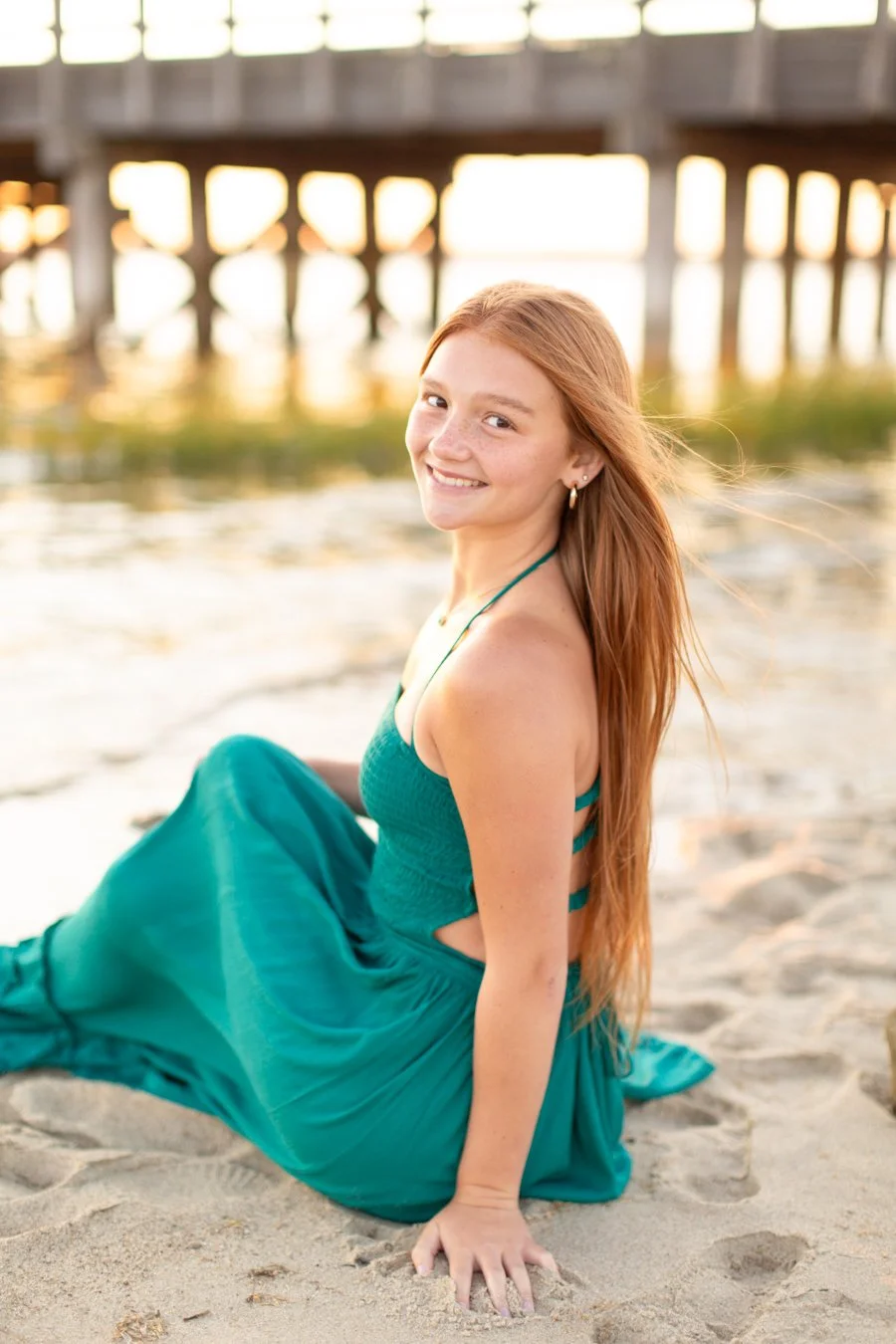 Natural light senior portrait taken at Duxbury Beach during a BFF session