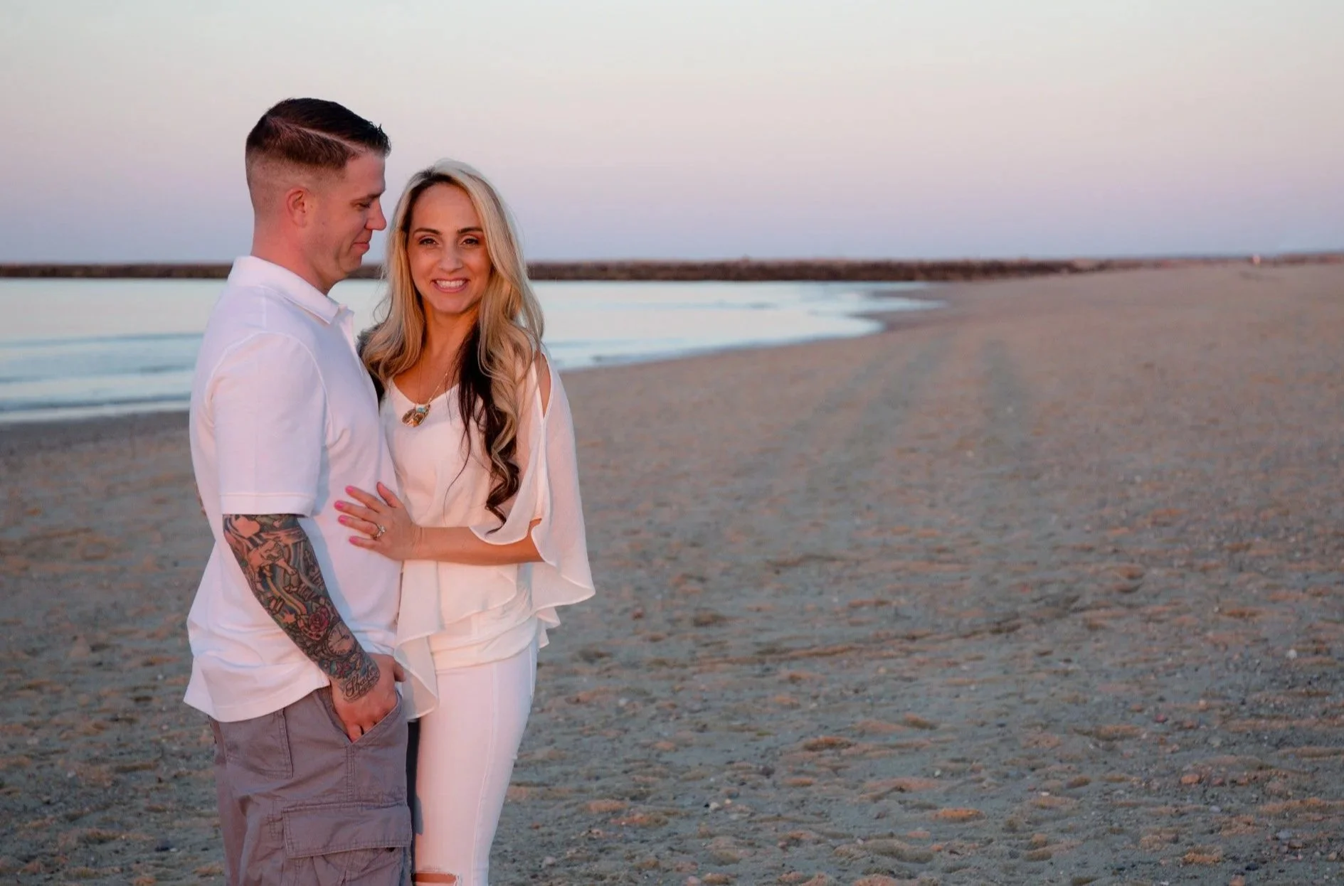 Romantic parent portrait at Scusset Beach during a family photo session