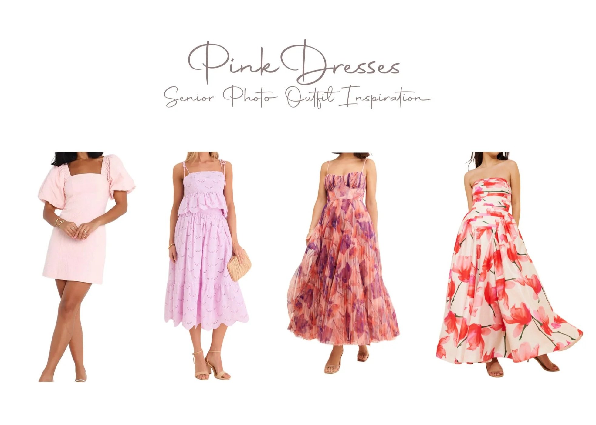 pink dresses senior photo outfit inspiration