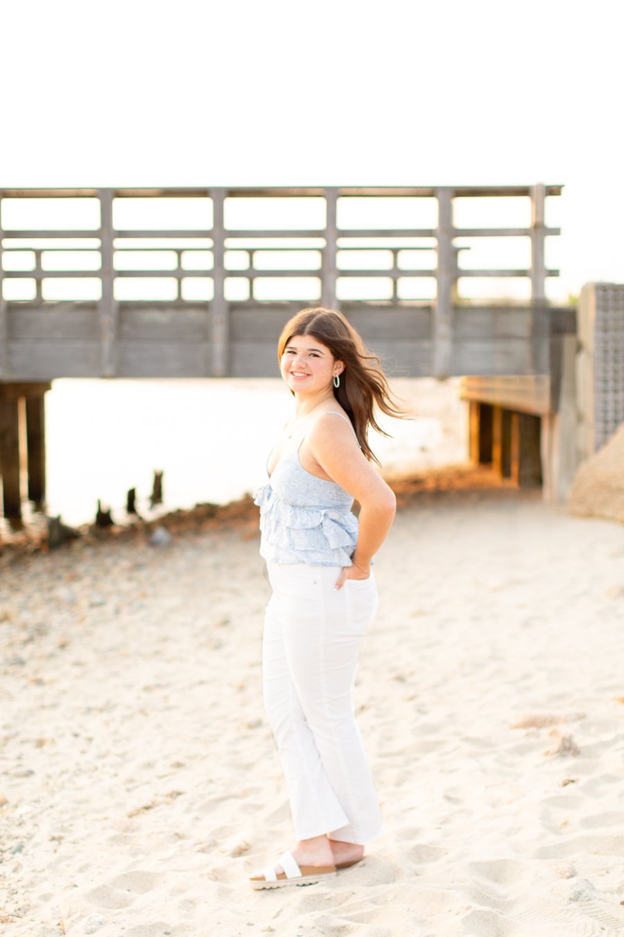 Senior photos at Duxbury Beach in Massachusetts captured during a summer session