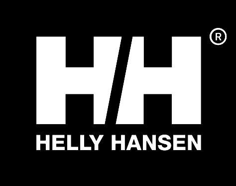 Helly Hansen logo with stylized 'H H' and brand name below on a black background.