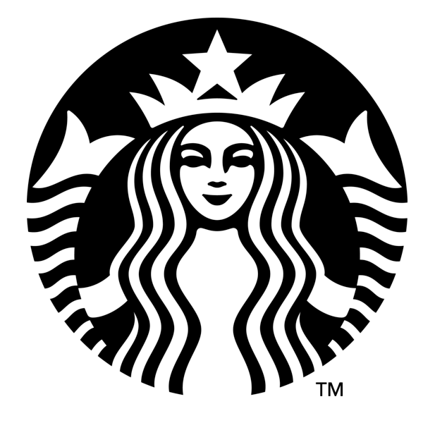 Black and white logo of a woman with long wavy hair, wearing a crown with a star on top, surrounded by circular text that resembles a coffee company's emblem.