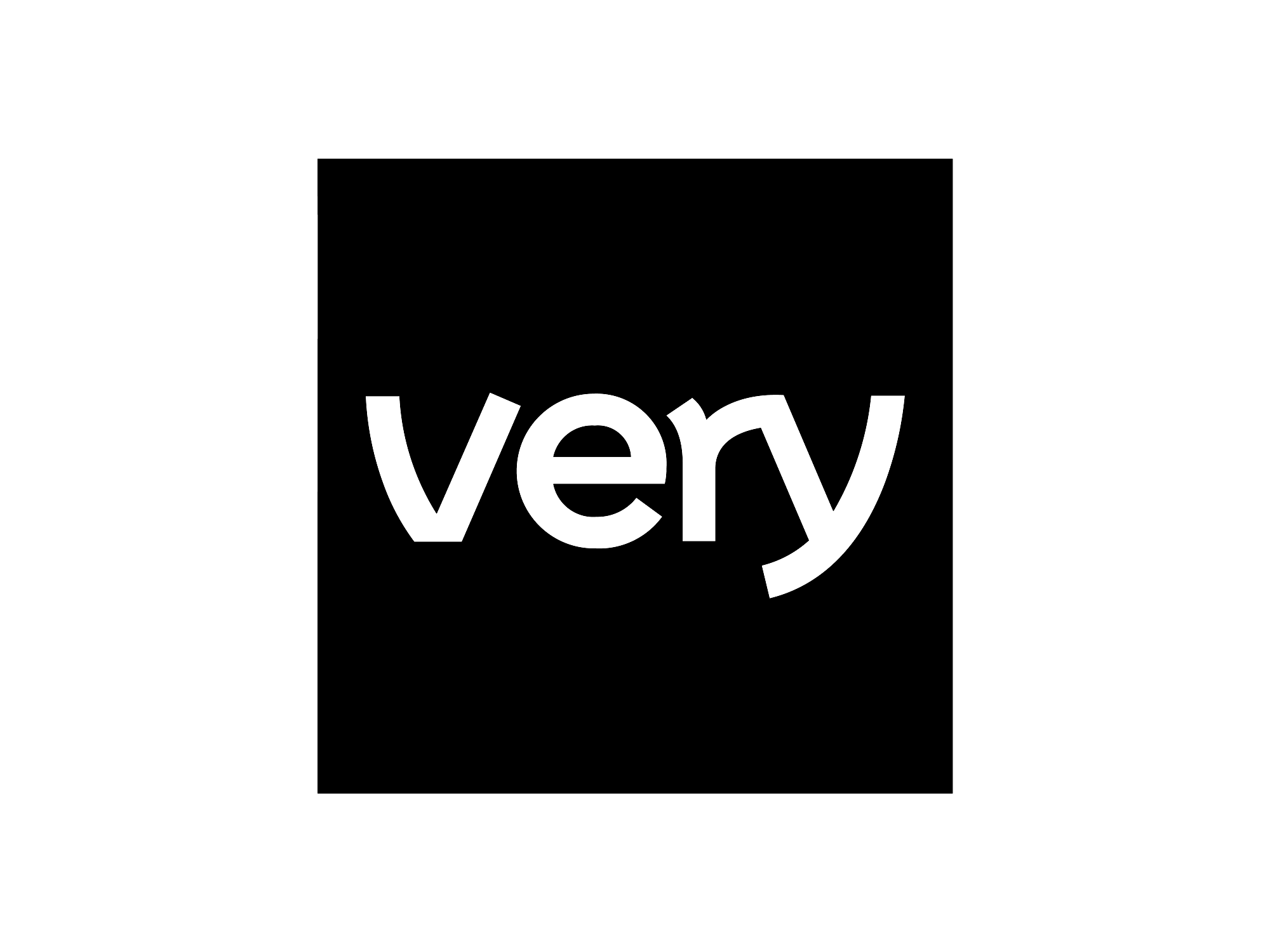The word "very" in white text on a black square background.