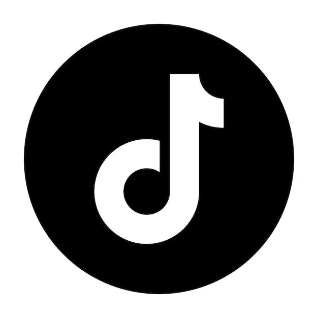 TikTok logo with black background and white musical note icon.