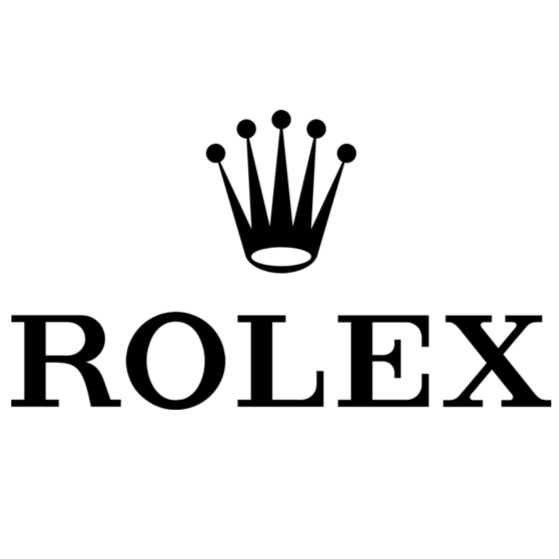 Black Rolex logo with crown symbol above the word 'ROLEX' in uppercase letters.