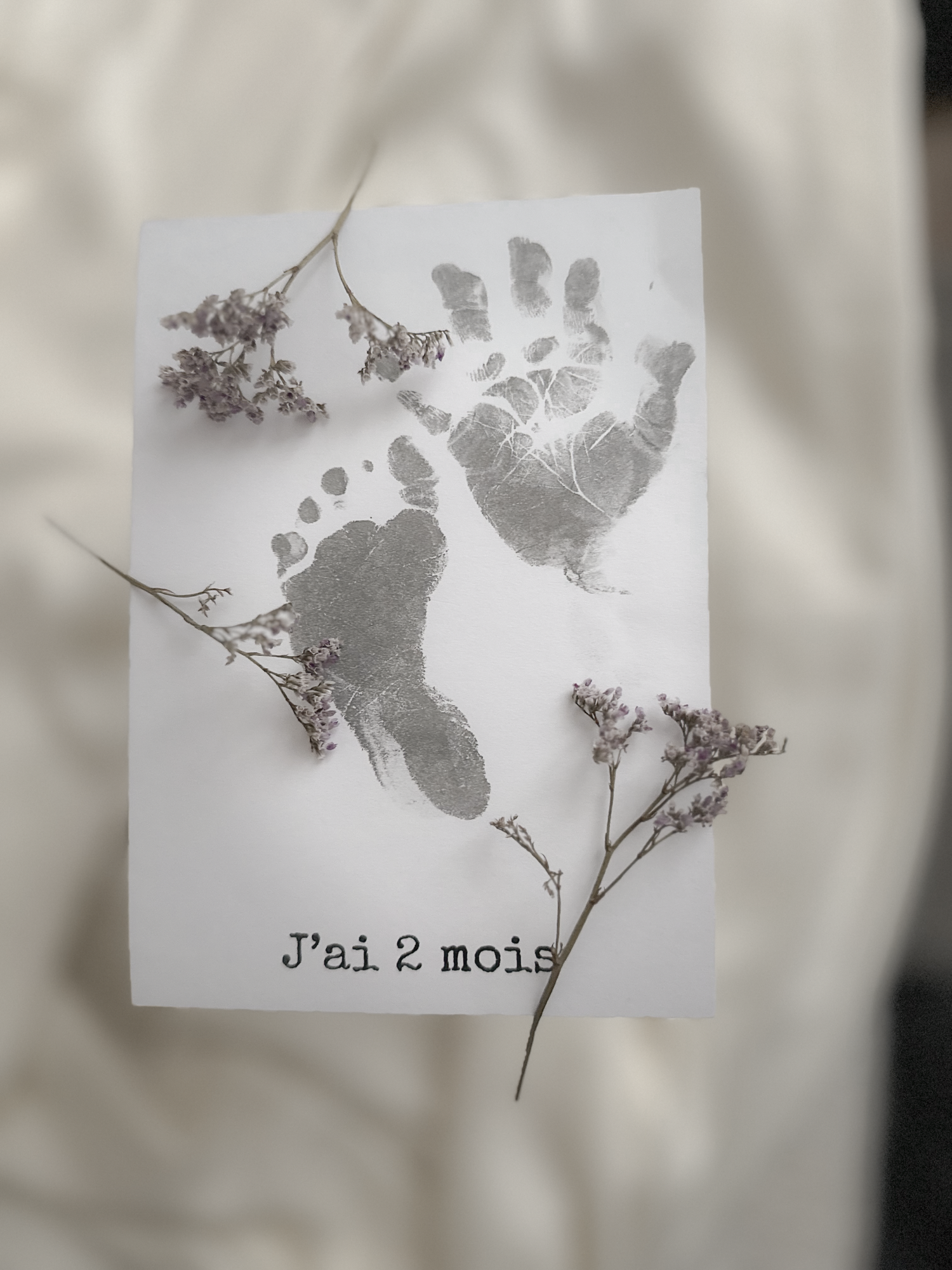 Carte souvenir avec empreintes de main et de pied de bébé sans encre, Galerie AMKA