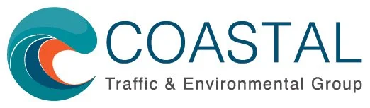 Logo of Coastal Traffic & Environmental Group featuring a stylized wave with a surfer silhouette