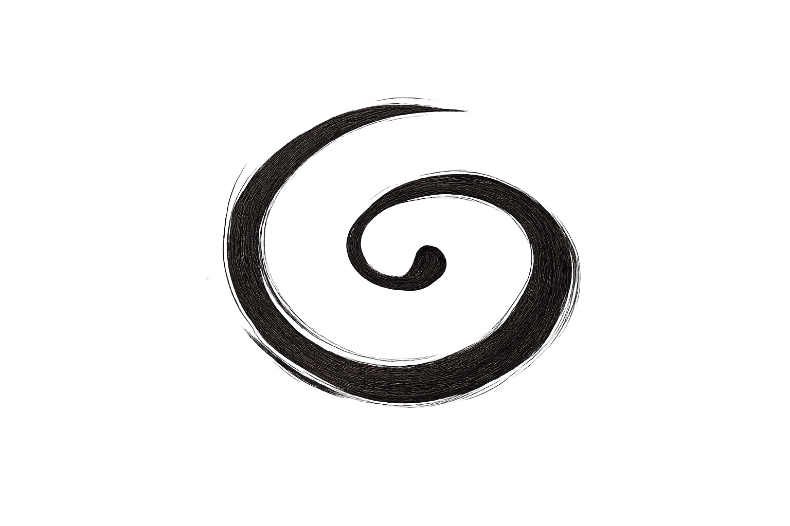 A spiral pattern made of multiple thin, light-colored lines on a black background.