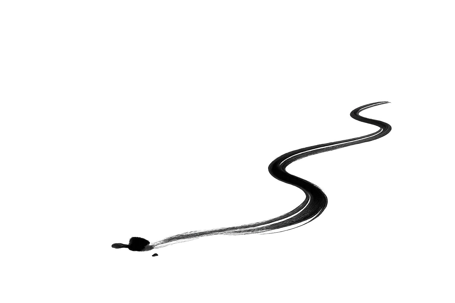 A black background with a white, wavy line resembling a river flowing from left to right.