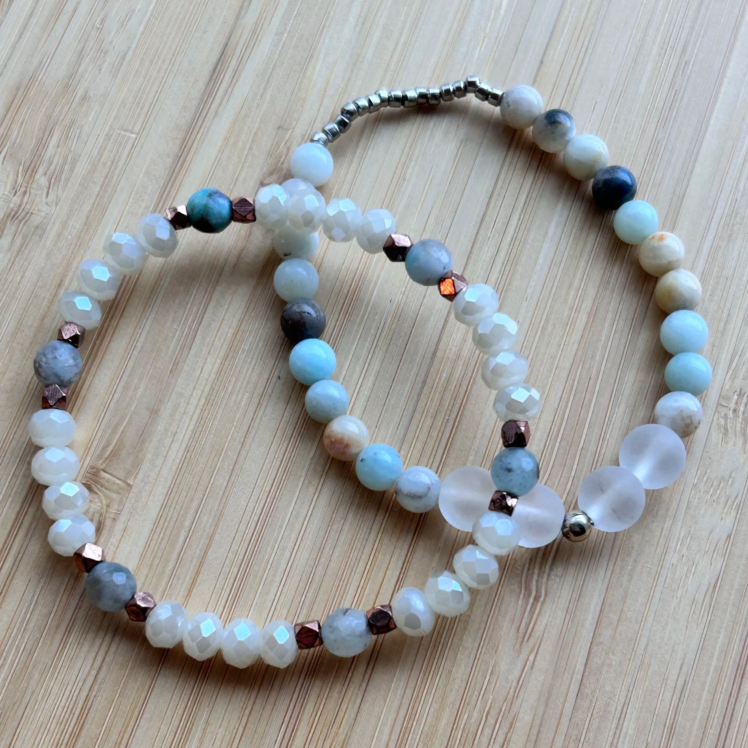AMAZONITE RONDEL (pair)