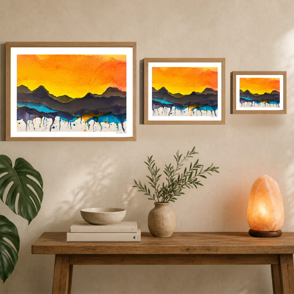 Art Print | Abstract Arizona Sunset Painting | Desert Mountains | Desert Melt