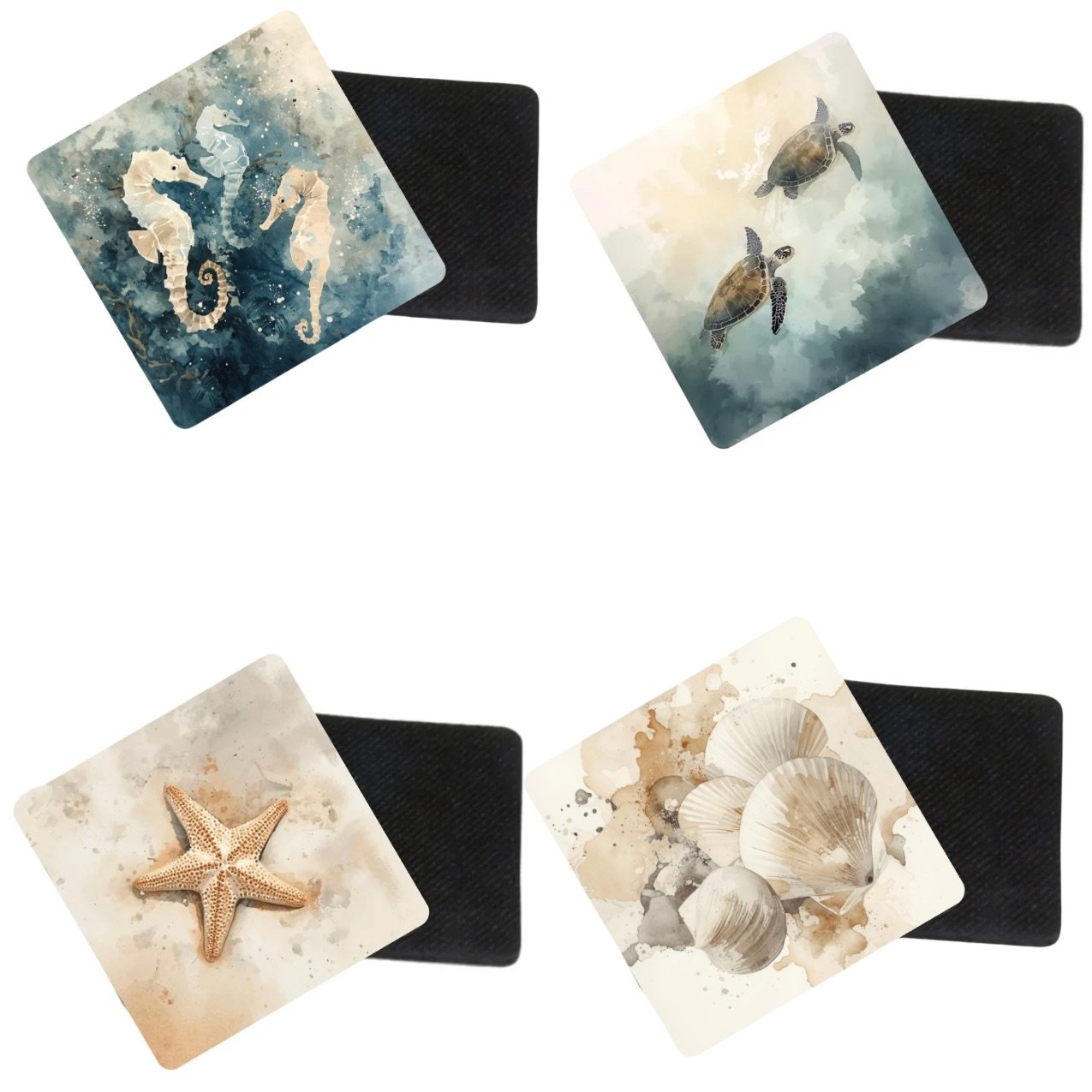 Under the Sea Creatures Coasters – Set of 4 | Coastal Ocean Animal Drink Coasters
