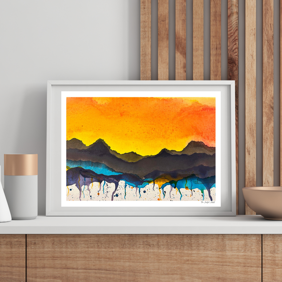 Art Print | Abstract Arizona Sunset Painting | Desert Mountains | Desert Melt