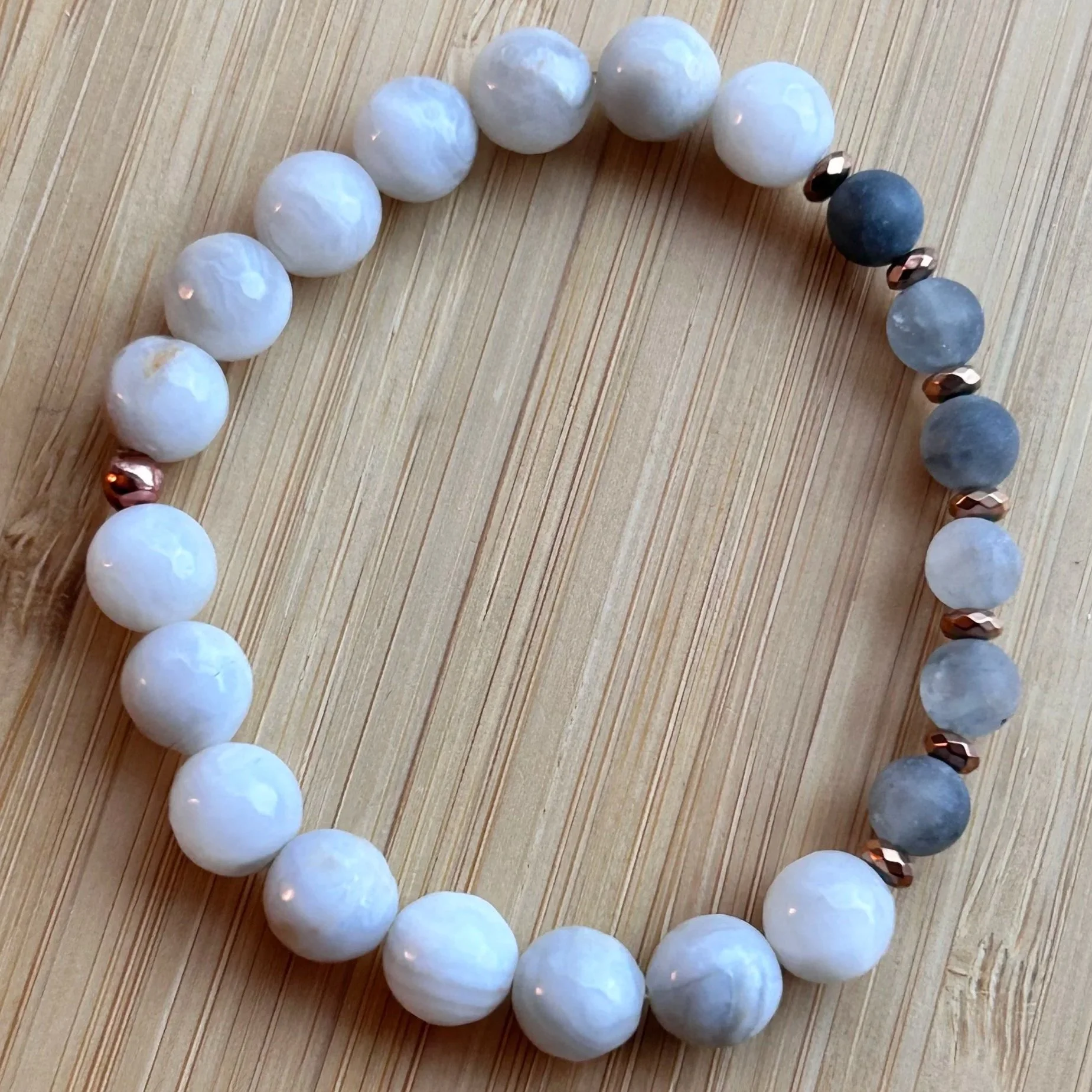 White Crazy Lace Agate & Cloudy Quartz