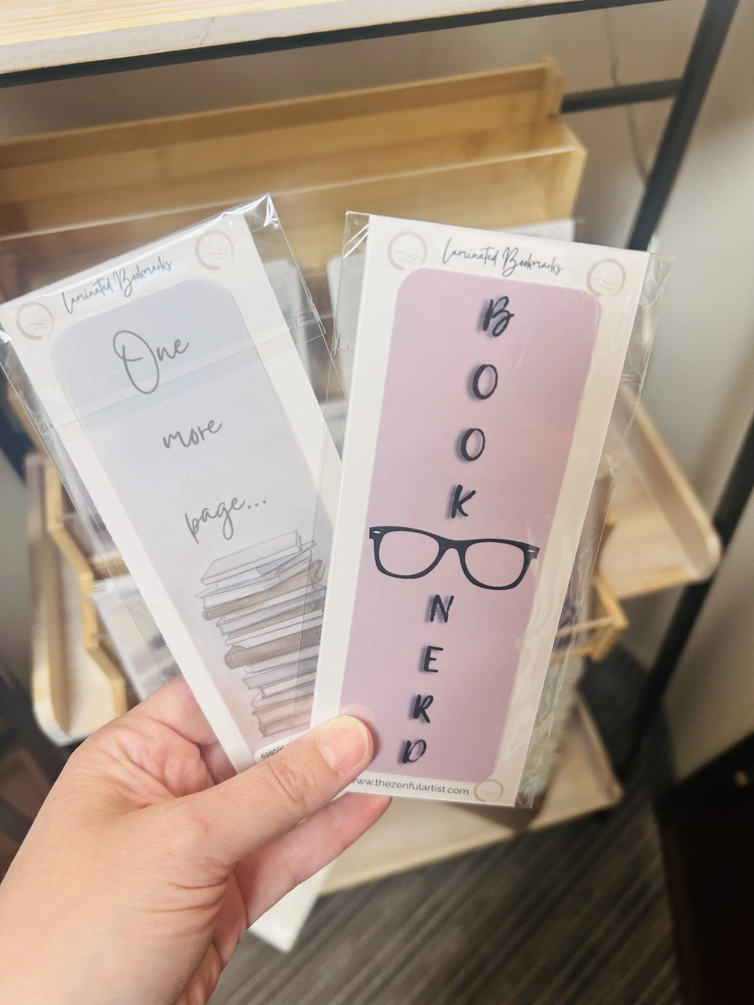 Laminated Bookmark Set - Pink Nerd/One More Page