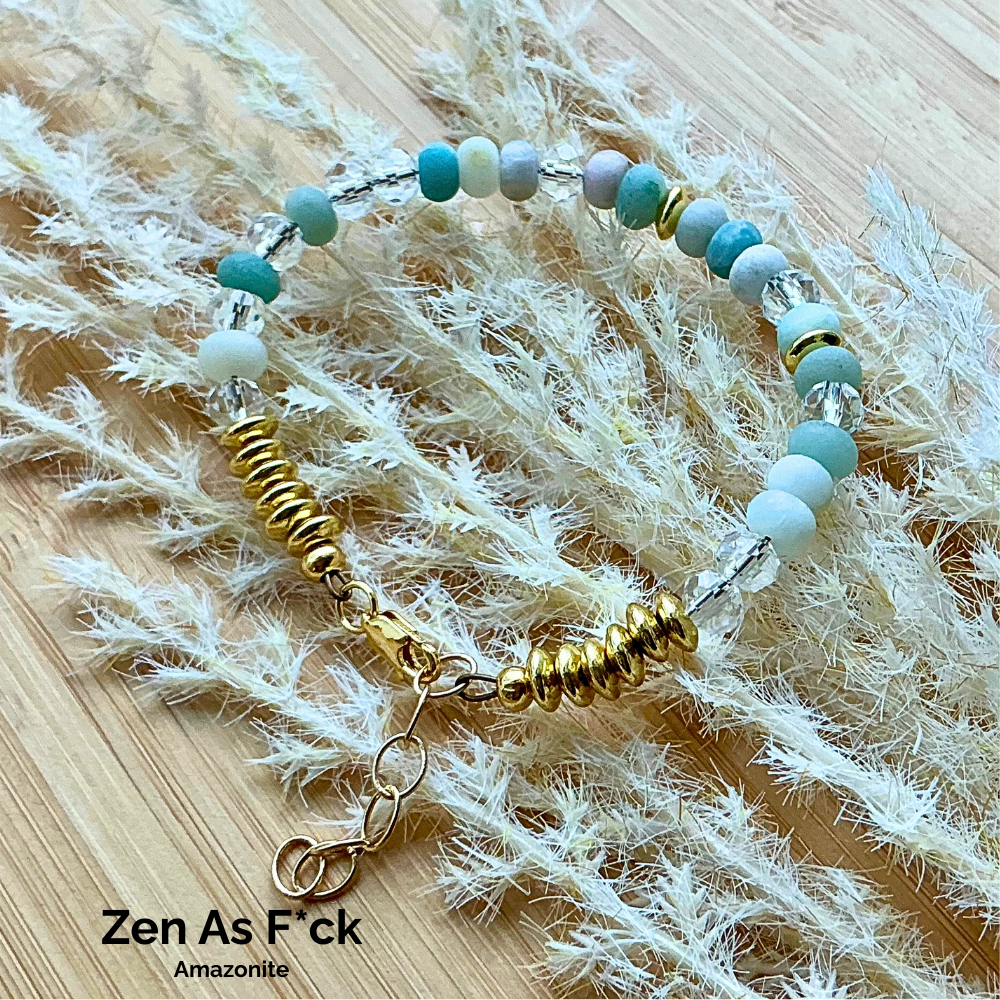 Zen As Fuck Morse Code Amazonite Gemstone Bracelet