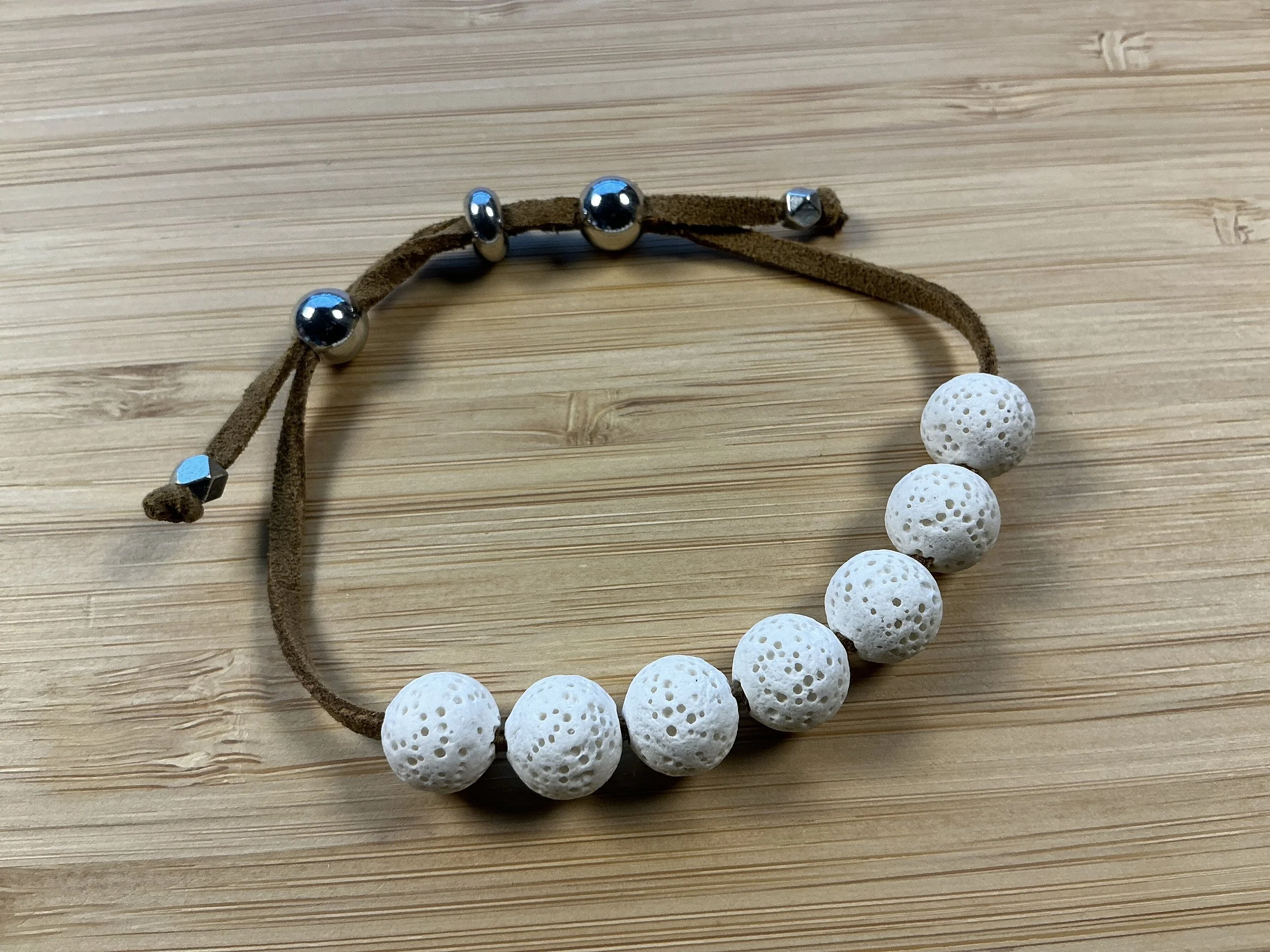 Adjustable Suede & Lava Rock Bracelet