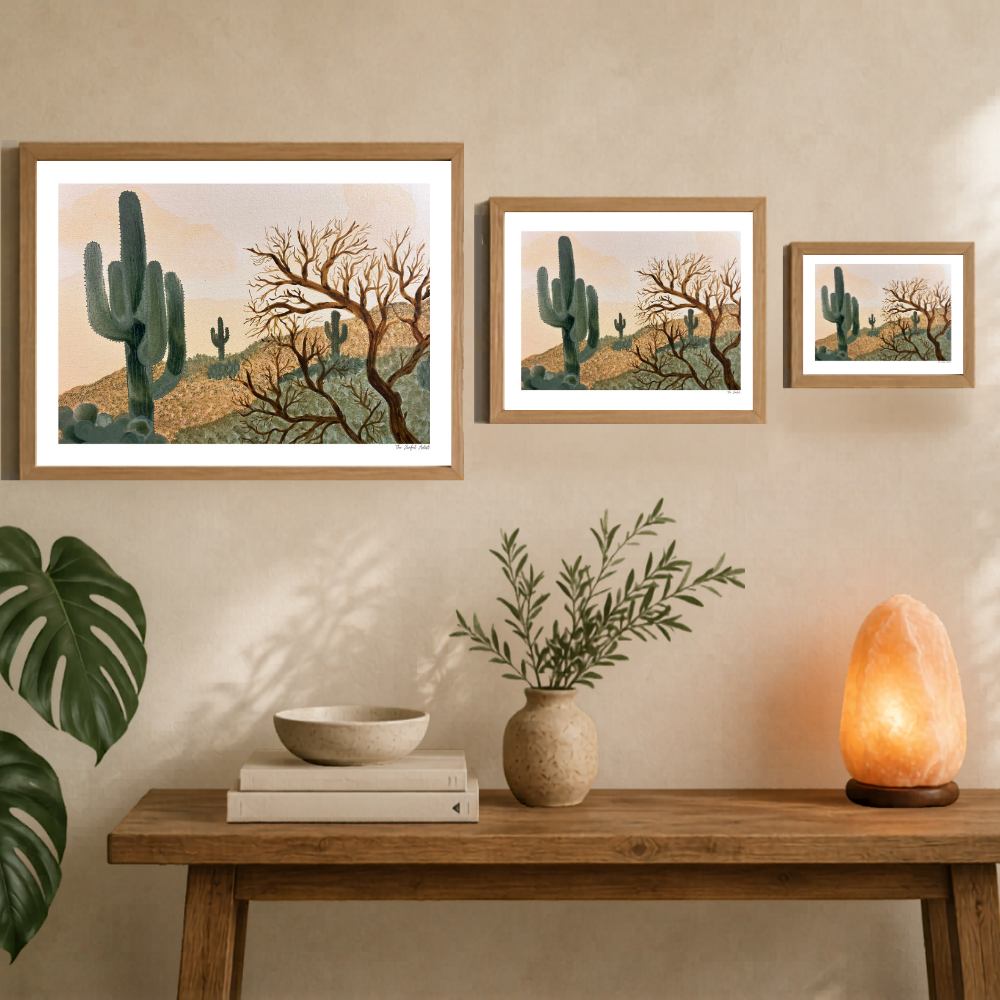 Art Print | Abstract Desert Landscape Acrylic Ink Painting | Southwest Wall Art | Roots of Resilience