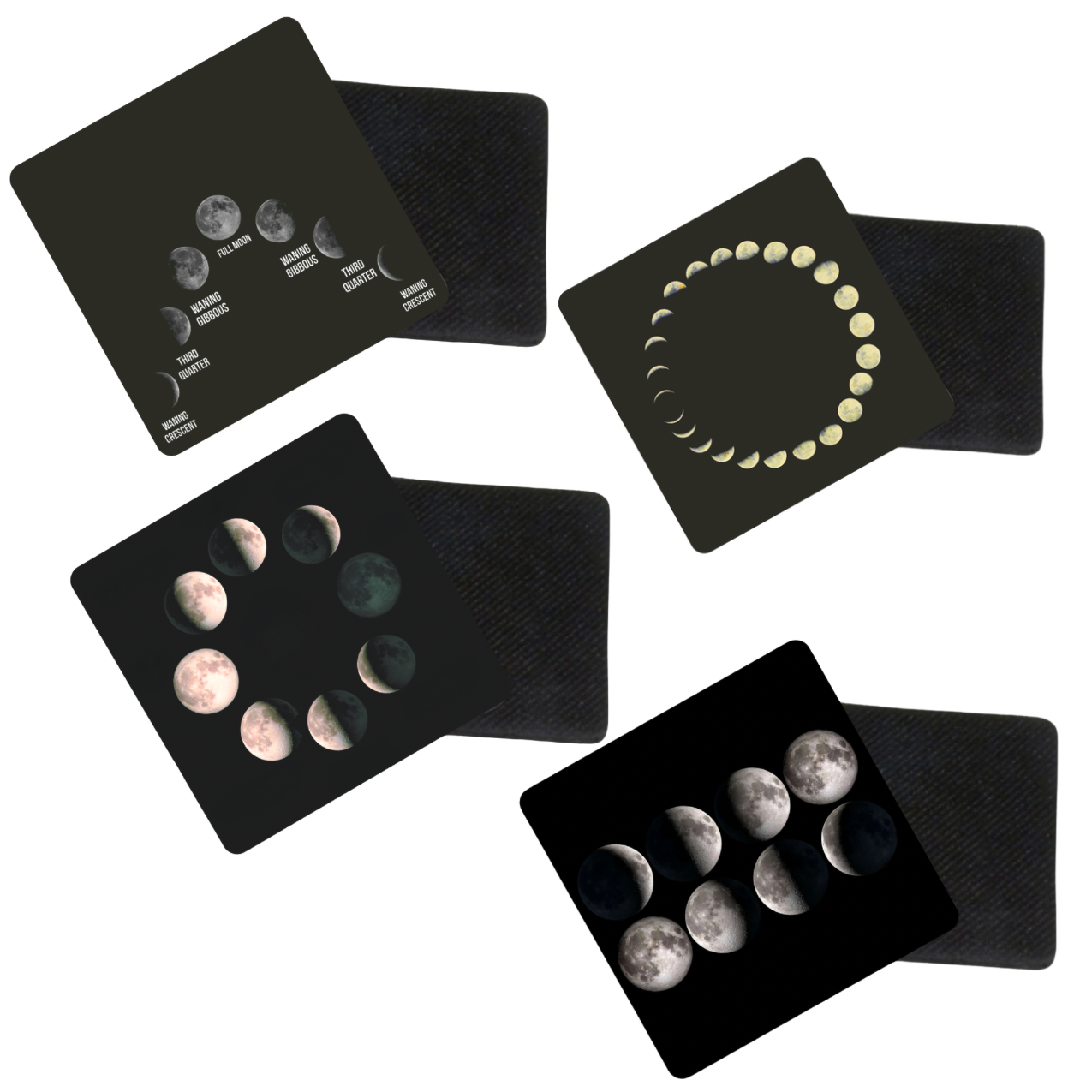 Moon Phases Coasters – Lunar Cycle Astrology Art (Set of 4)